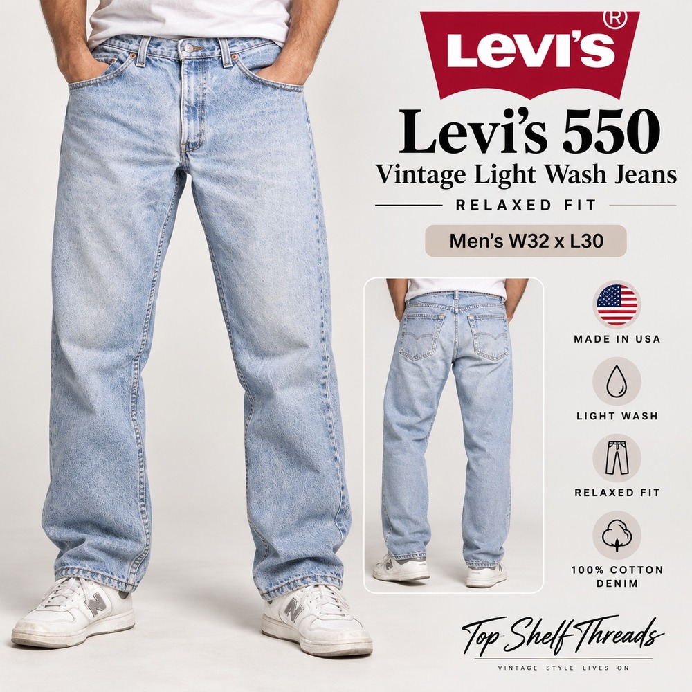 VTG 1991 Levi's 550 Jeans Men W32 L30 Medium Stonewash Relaxed Tapered Baggy USA